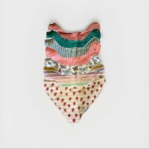 Copper Pearl Baby Lot of 7 Bandana Bibs Cotton Set Strawberry Butterfly PolkaDot